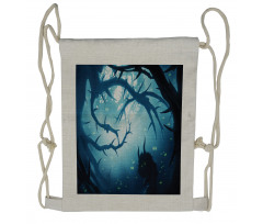 Night Forest Halloween Drawstring Backpack