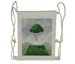 Hot Air Balloon Mountain Drawstring Backpack