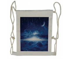 Night Sky Moon Stars Drawstring Backpack