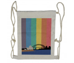 Sydney Building on Rainbow Drawstring Backpack