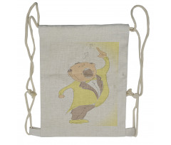 Singing Man Pastel Sketch Drawstring Backpack