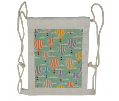 Retro Travel Balloons Drawstring Backpack