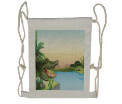 Palms Crocodiles Humor Drawstring Backpack