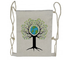 Green Friendly Earth Drawstring Backpack