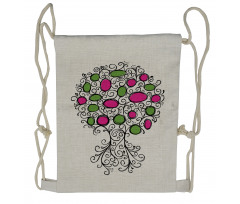 Pink Green Spring Tree Drawstring Backpack