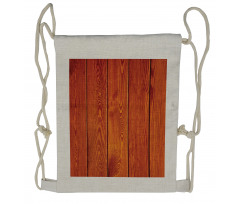 Wood Timber Floor Orange Drawstring Backpack