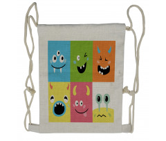 Colorful Blocks Emoticon Drawstring Backpack