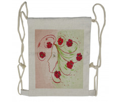 Watercolor Poppy Drawstring Backpack