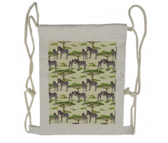 Wildlife Animals in a Forest Drawstring Backpack