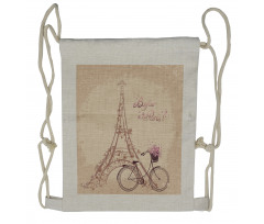 French Eiffel Tower Drawstring Backpack