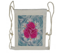 Graphic Roses and Lilies Drawstring Backpack