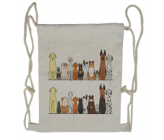 Dog Family in a Row Drawstring Backpack