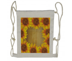 Flower Frame Circle Drawstring Backpack