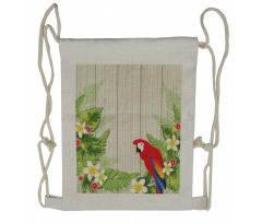 Flowers Parrot Drawstring Backpack