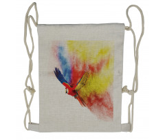 Parrot with Feathers Drawstring Backpack