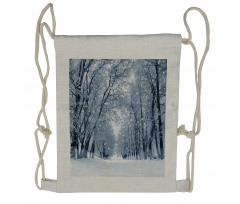 Wildlife Snowy Trees Drawstring Backpack