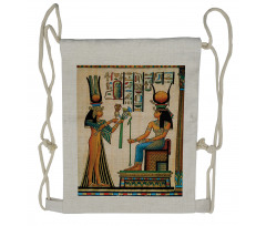 Old Egyptian Papyrus Drawstring Backpack