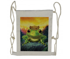 Frog Prince with Crown Drawstring Backpack