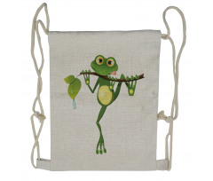 Frog on Branch Jungle Drawstring Backpack