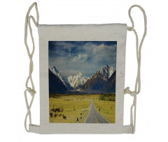 Snowy Mountains Alps Drawstring Backpack