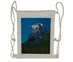 Snowy Peaks Trees Park Drawstring Backpack