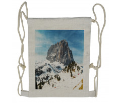 Mediterranean Snowy Peak Drawstring Backpack