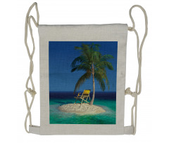 Chair Under a Palm Tree Drawstring Backpack