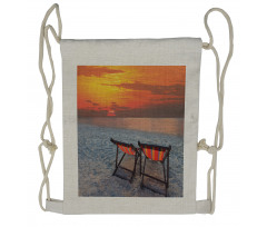 Beach with Colorful Sky Drawstring Backpack