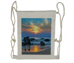 Sandy Peaceful Beach Drawstring Backpack