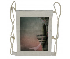 Old Medieval Tower Rose Drawstring Backpack