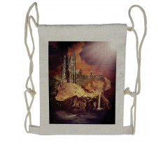 Fantasy Castle Village Drawstring Backpack