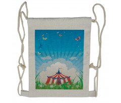 Circus Tent with Clouds Drawstring Backpack