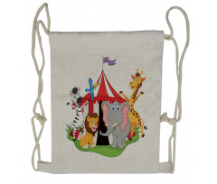 Circus Tent Giraffe Mime Drawstring Backpack