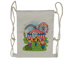 Fun Circus Scene Clowns Drawstring Backpack