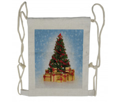 Fir Tree Snowy Weather Drawstring Backpack
