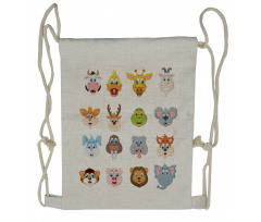 Comic Koala Fox Faces Drawstring Backpack