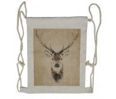 Deer Portrait with Dots Drawstring Backpack