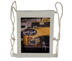 Antique Yellow Taxi Drawstring Backpack