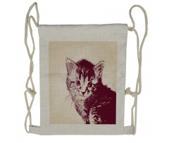 Grunge Retro Kitty Cat Drawstring Backpack