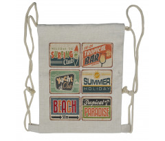 Summer Holiday Vintage Drawstring Backpack