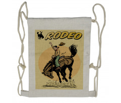 Wild Horse Rodeo Cowboy Drawstring Backpack