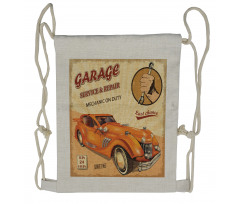 Engine and Mechanic Sign Drawstring Backpack