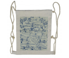 Old Airplane Drawing Drawstring Backpack