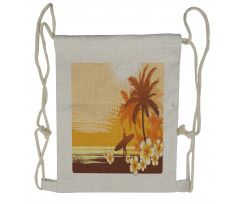 Surfer Tropical Landscape Drawstring Backpack