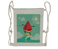 Watermelon on the Waves Drawstring Backpack