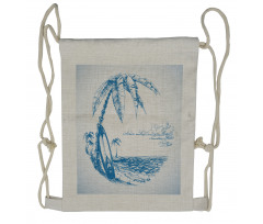 Surf Hawaiian Beach Drawstring Backpack