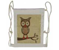 Owl Sitting on Branch Drawstring Backpack