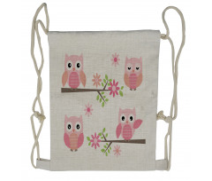 Spring Floral Baby Owls Drawstring Backpack