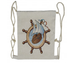 Ships Wheel Sailing Drawstring Backpack