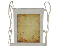 Bamboo Stems and Blooms Drawstring Backpack